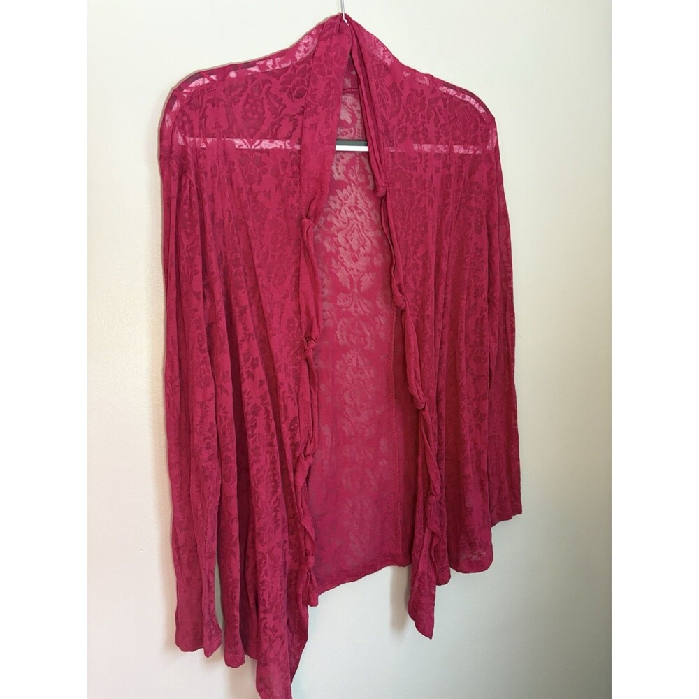 Burnout Floral Lace Paisley Duster Size Small Magenta Drapey Open Fairycore Boho